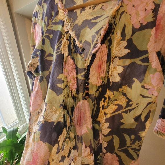 One Season Australia 100% Cotton Floral Semi-Sheer Floral Maxi Dress - Picture 6 of 10